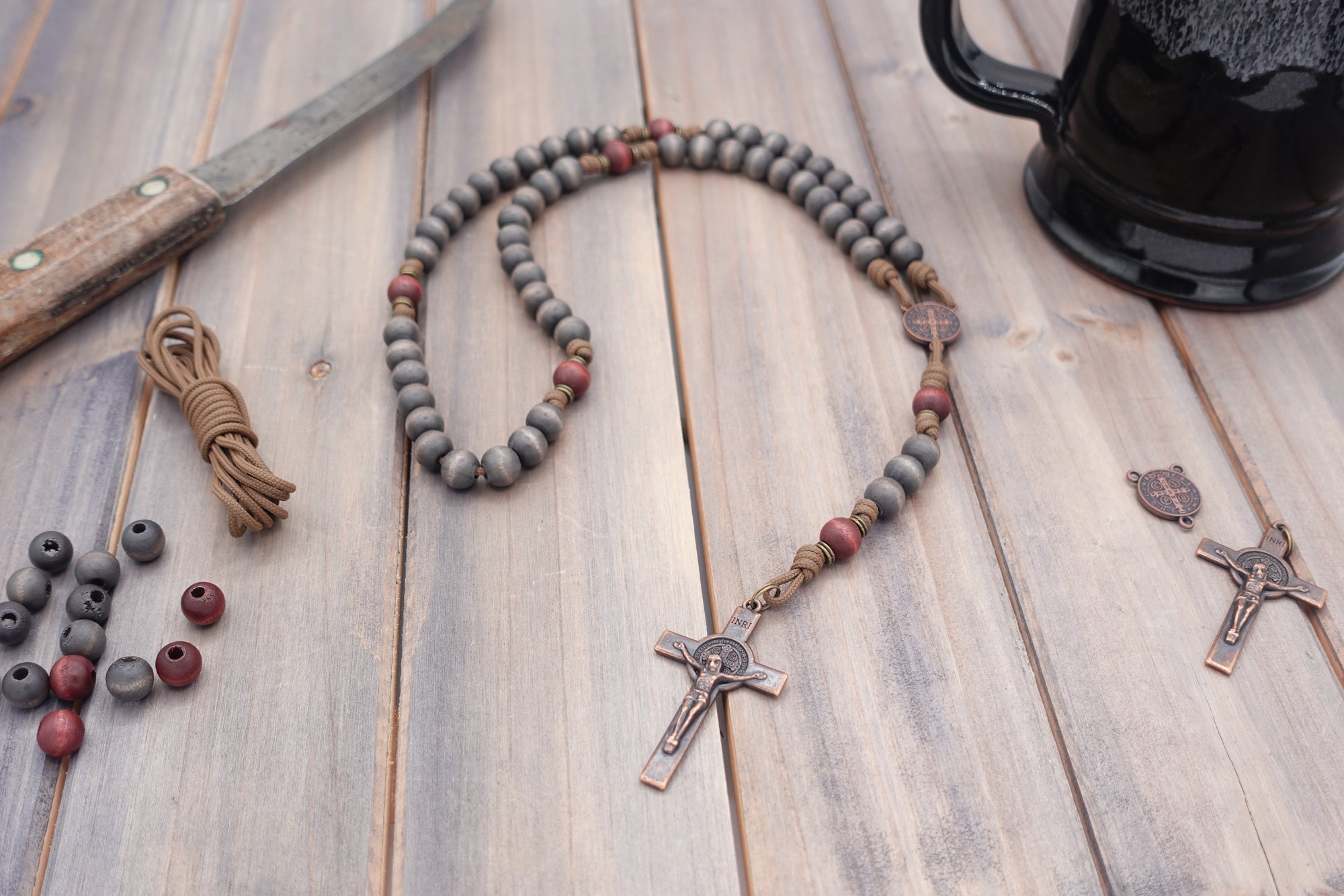 Logos Catholic Rosary - Durable Wooden Rosary for Men